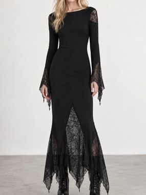 Killstar Spiderella Black Maxi Dress Large
